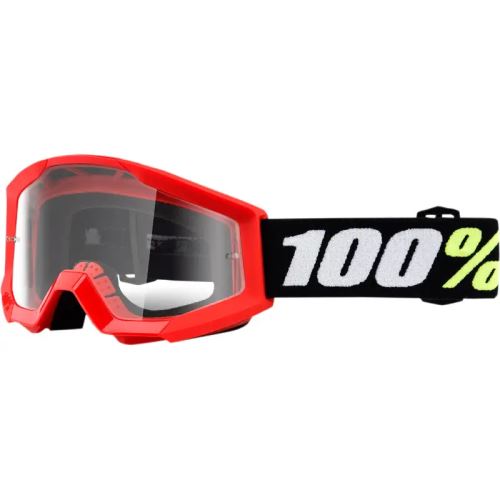 100% brýle dětské motokrosové Strata MINI Red - Clear Lens