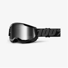 100% brýle motokrosové STRATA 2 Goggle Black - Mirror Silver Lens