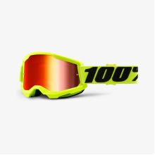 100% brýle motokrosové STRATA 2 Goggle Yellow - Mirror Red Lens