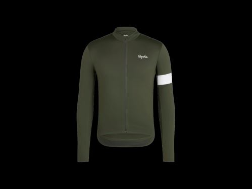 Rapha Cyklistický termodres Core s dlouhým rukávem, tmavě zelená/bílá