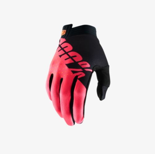 100% rukavice "iTRACK" Black/Fluo Red