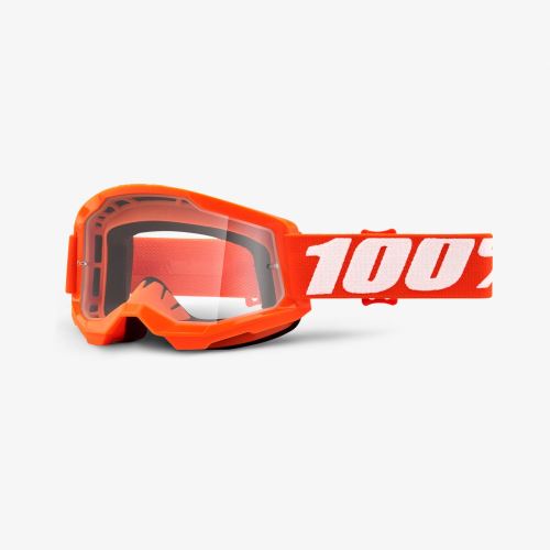 100% brýle motokrosové STRATA 2 Goggle Orange - Clear Lens