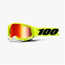 100% brýle motokrosové RACECRAFT 2 Goggle Yellow - Mirror Red Lens