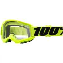 100% brýle dětské motokrosové Strata 2 Junior Fluo Yellow - čirá skla