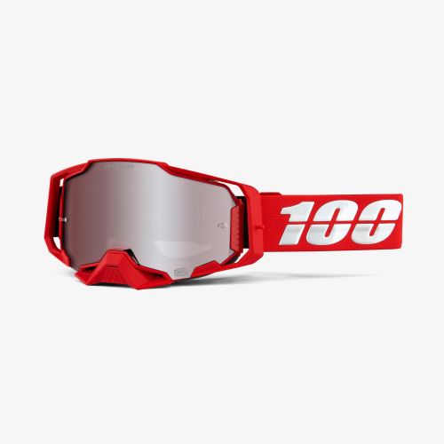 100% brýle motokrosové Armega Goggle War Red - HiPER Silver Mirror Lens